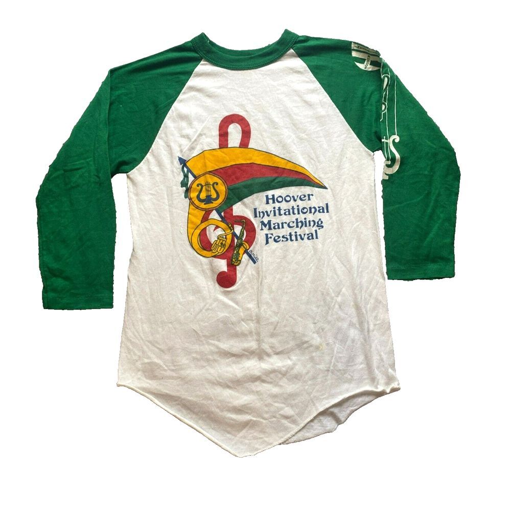 VTG Hoover Marching Festival Shirt Adult Small Raglan Single‎ Stitch 70s RARE